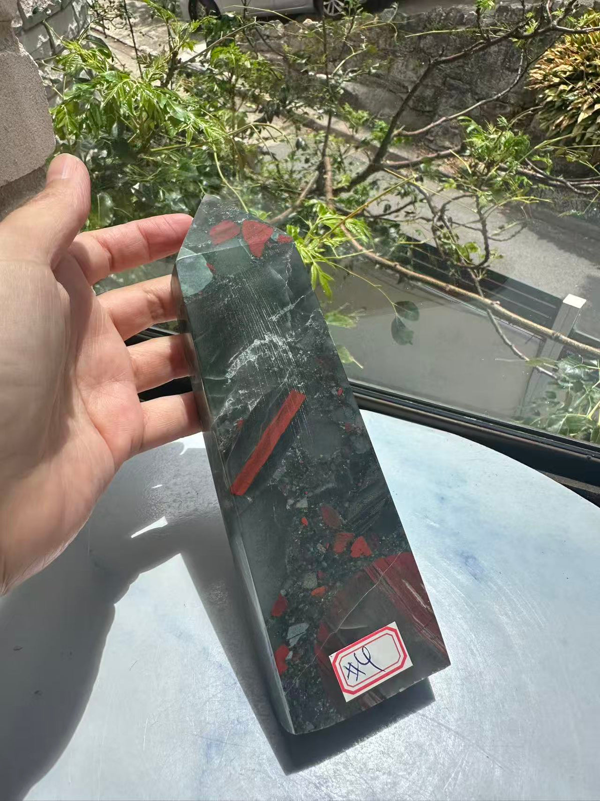 African Bloodstone Tower with Red-Brown Markings | 485g 17cm Exact Piece #4