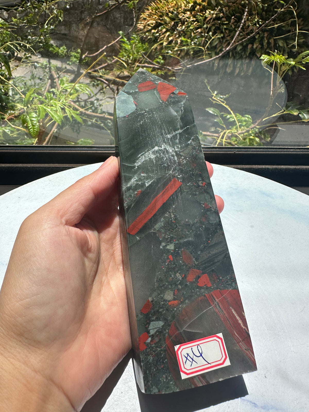 African Bloodstone Tower with Red-Brown Markings | 485g 17cm Exact Piece #4