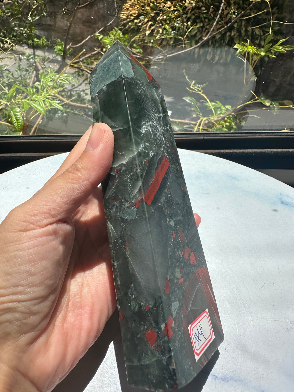 African Bloodstone Tower with Red-Brown Markings | 485g 17cm Exact Piece #4