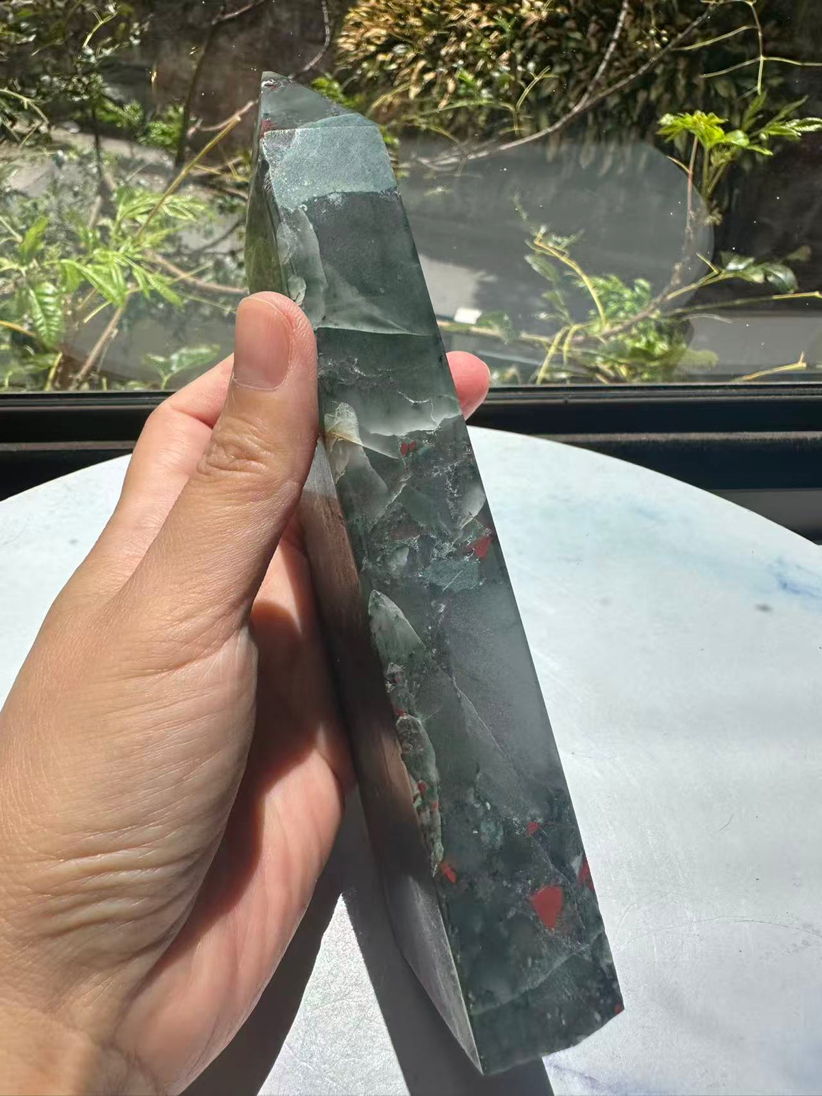 African Bloodstone Tower with Red-Brown Markings | 485g 17cm Exact Piece #4