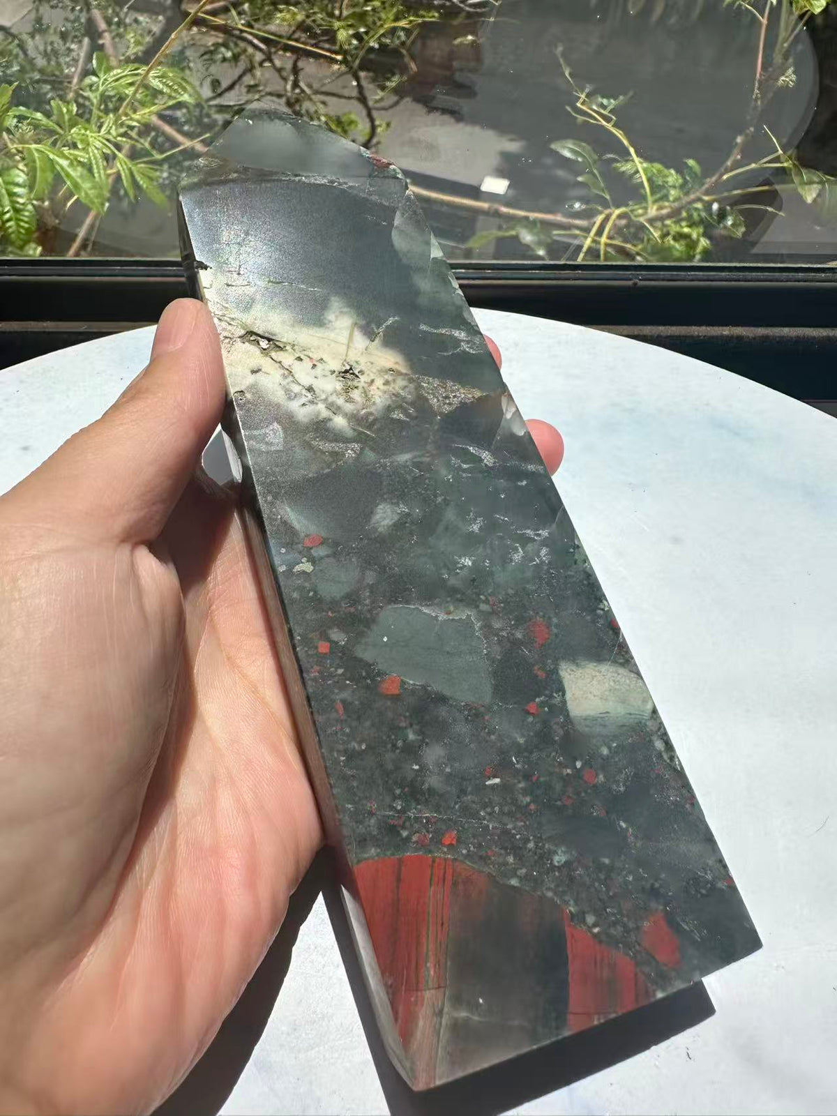 African Bloodstone Tower with Red-Brown Markings | 485g 17cm Exact Piece #4