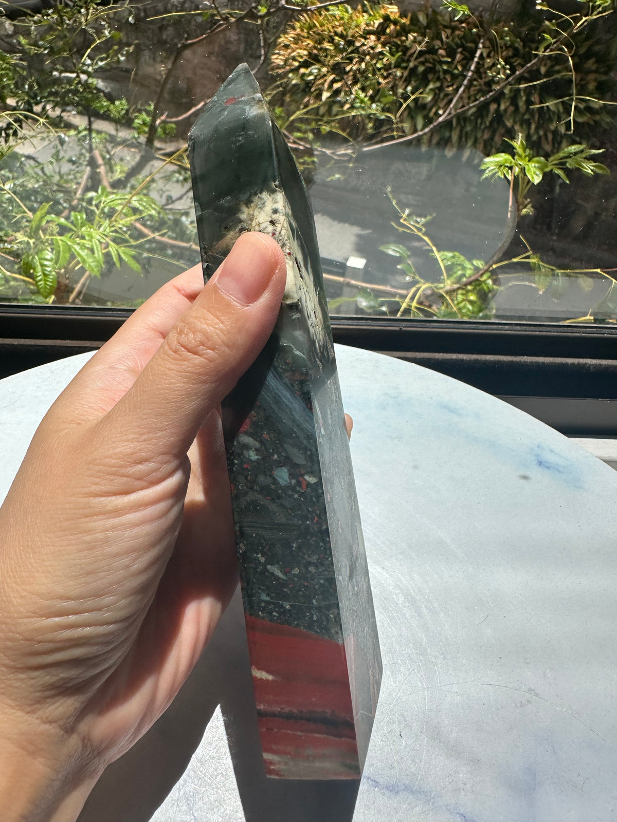African Bloodstone Tower with Red-Brown Markings | 485g 17cm Exact Piece #4