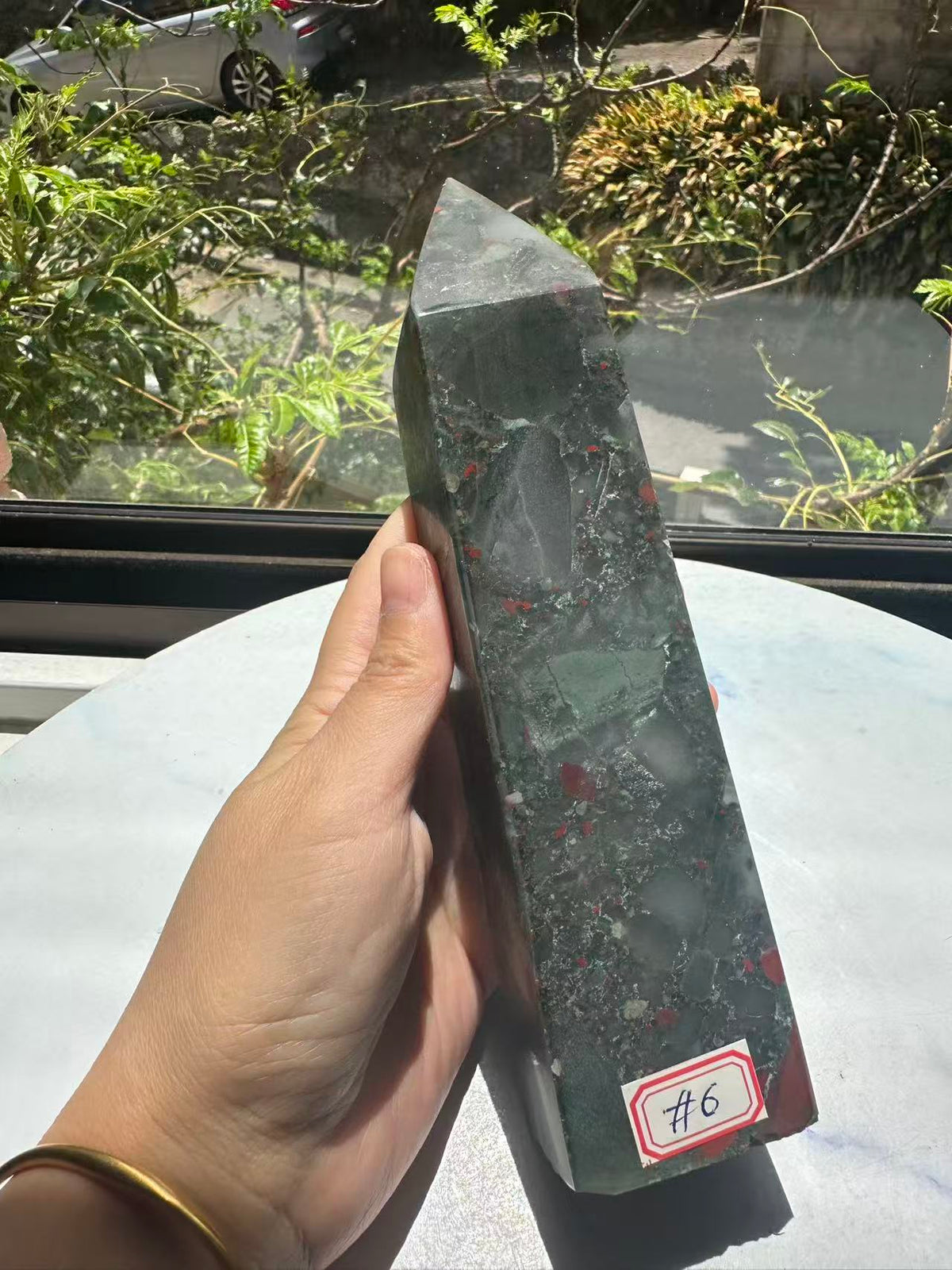 African Bloodstone Tower with Red-Brown Markings | 698g 20cm Exact Piece #6