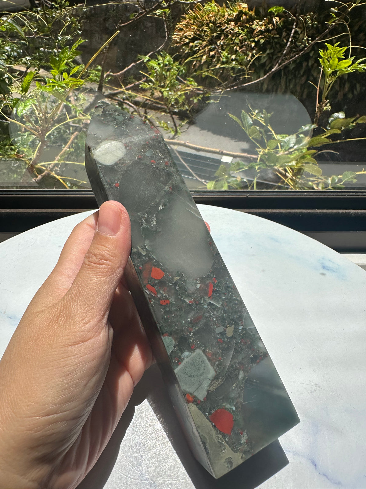 African Bloodstone Tower with Red-Brown Markings | 698g 20cm Exact Piece #6