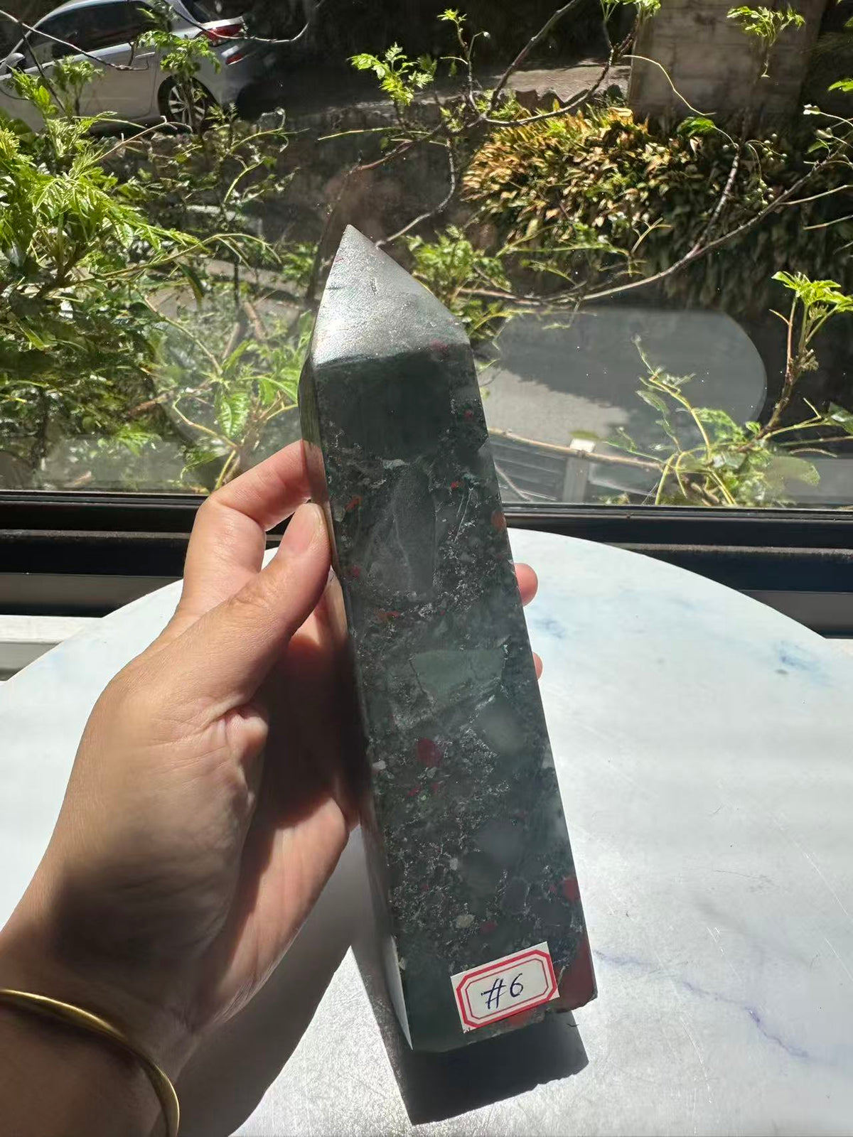 African Bloodstone Tower with Red-Brown Markings | 698g 20cm Exact Piece #6