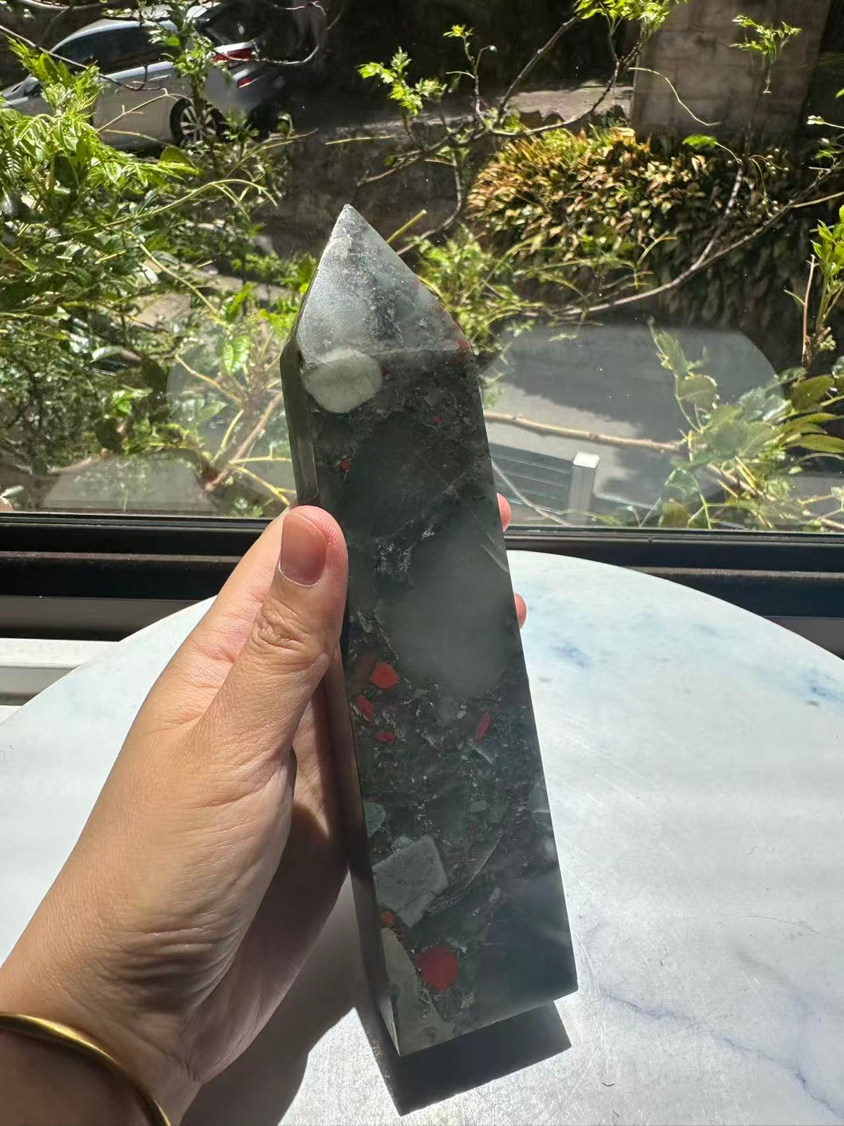 African Bloodstone Tower with Red-Brown Markings | 698g 20cm Exact Piece #6