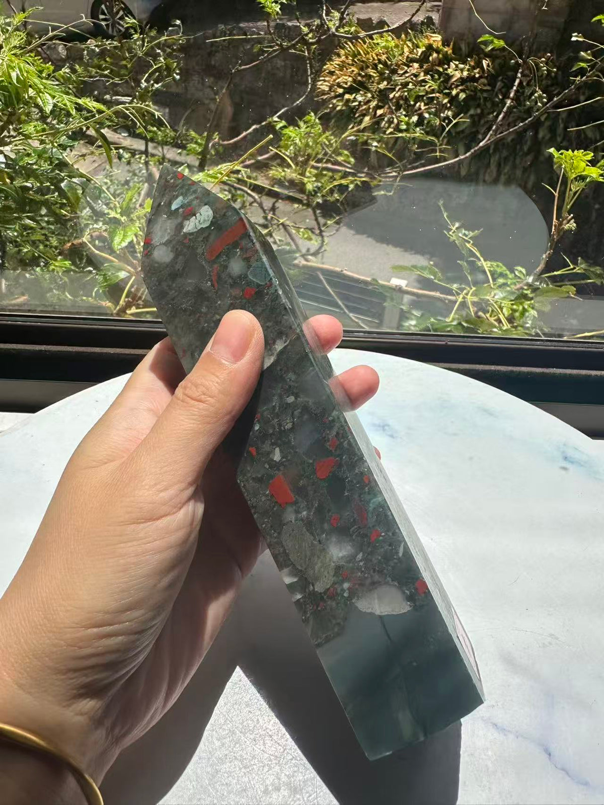 African Bloodstone Tower with Red-Brown Markings | 698g 20cm Exact Piece #6
