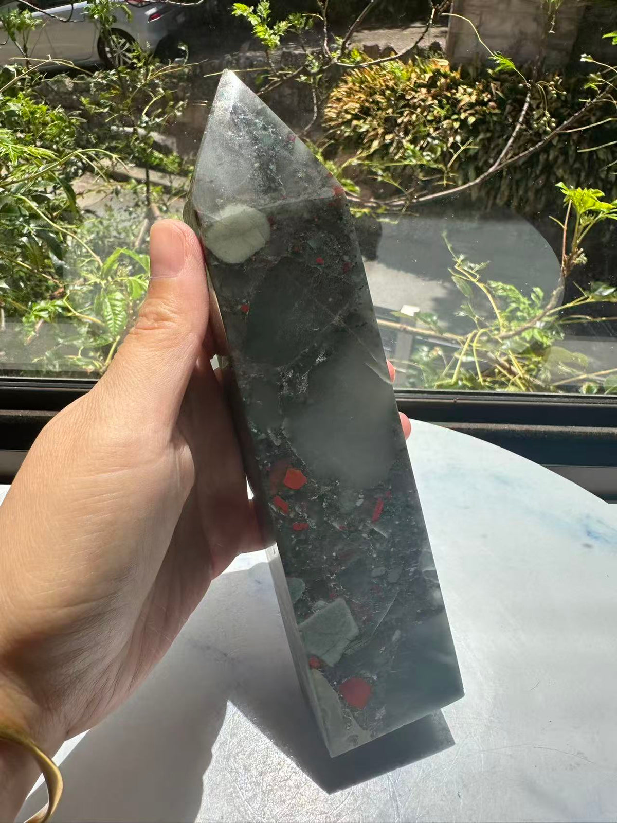 African Bloodstone Tower with Red-Brown Markings | 698g 20cm Exact Piece #6