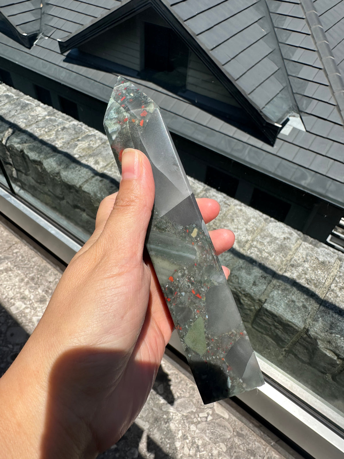 African Bloodstone Tower with Red-Brown Markings | 493g 17cm Exact Piece #1
