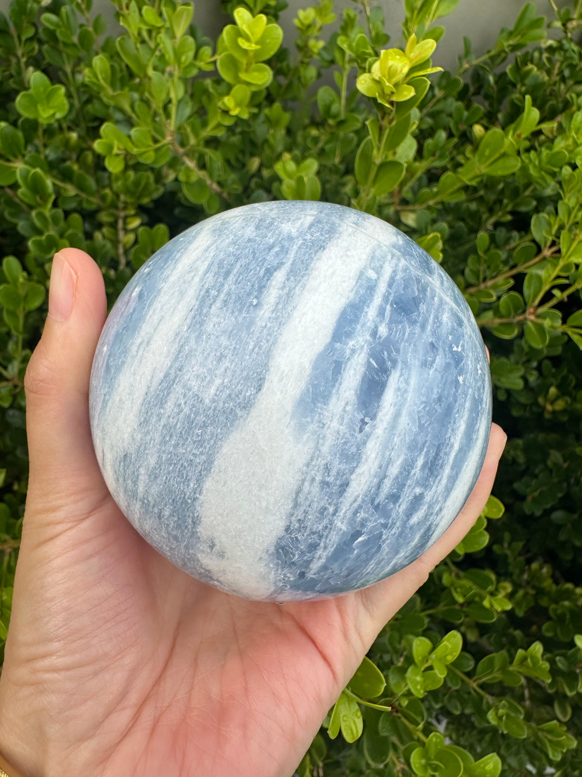 Blue Calcite Sphere with Cloudy Blue Pattern | 848g 8.3cm Exact Piece #5