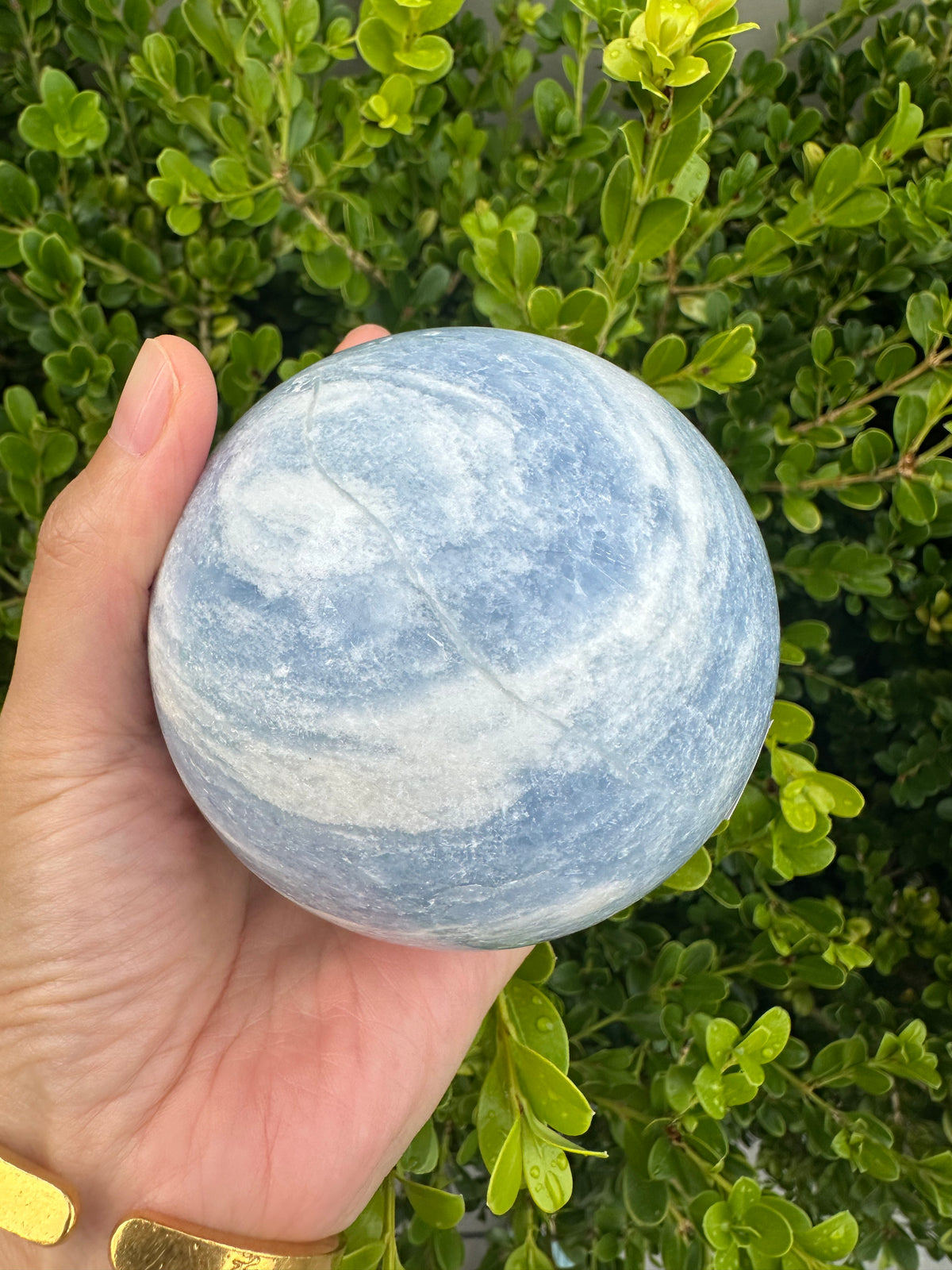 Blue Calcite Sphere with Cloudy Blue Pattern | 848g 8.3cm Exact Piece #5