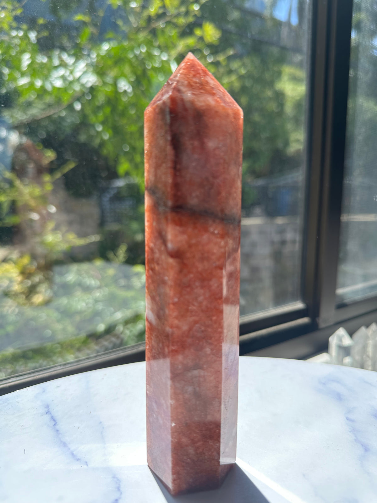 Fire Quartz Tower with Red Hematite Inclusions | 352g 16cm Exact Piece #9