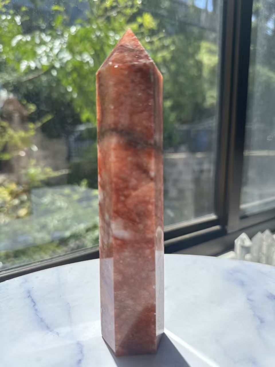 Fire Quartz Tower with Red Hematite Inclusions | 352g 16cm Exact Piece #9