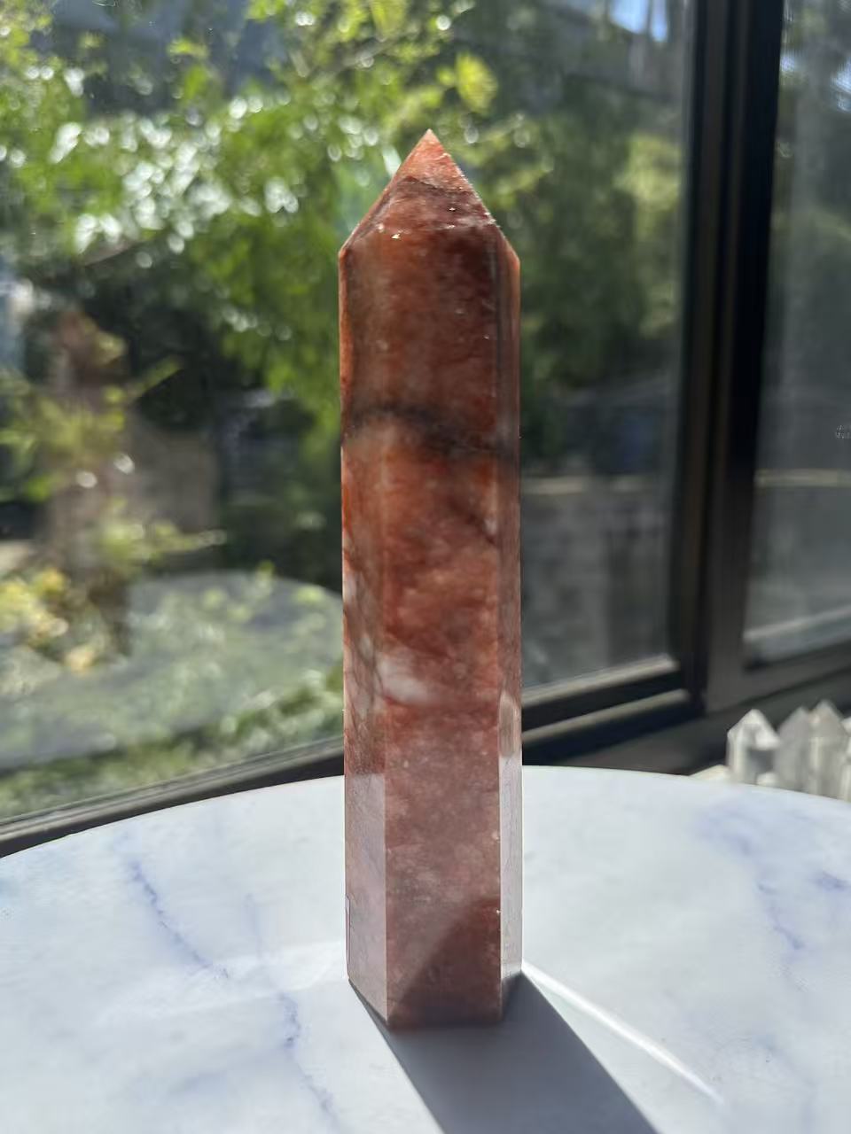 Fire Quartz Tower with Red Hematite Inclusions | 352g 16cm Exact Piece #9