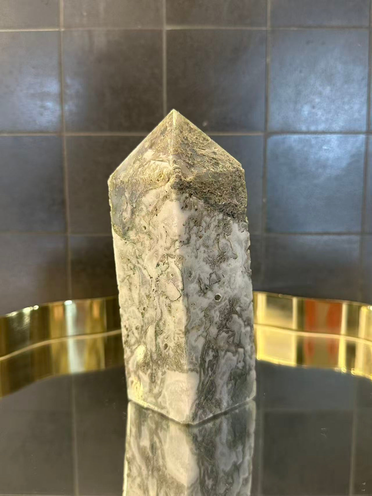 Landscape Moss Agate Tower with Scenic Dendrites | 664g 14.5cm Exact Piece #3