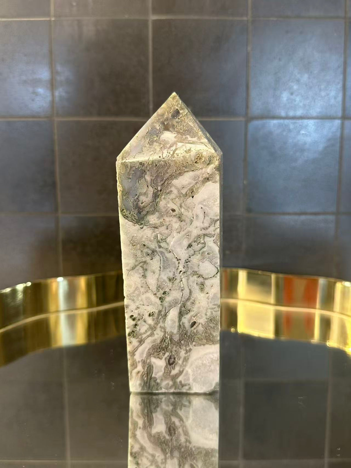 Landscape Moss Agate Tower with Scenic Dendrites | 664g 14.5cm Exact Piece #3