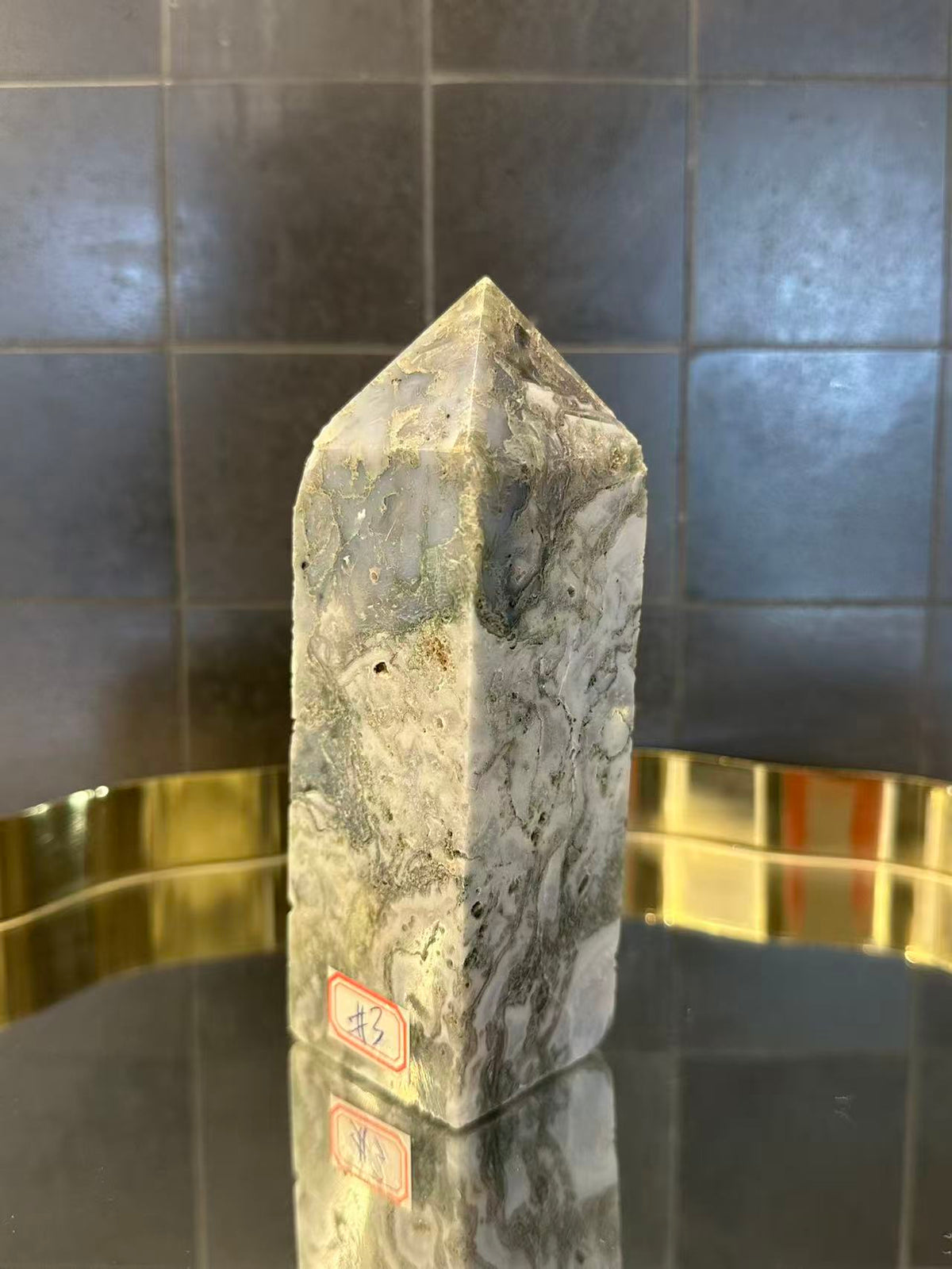 Landscape Moss Agate Tower with Scenic Dendrites | 664g 14.5cm Exact Piece #3