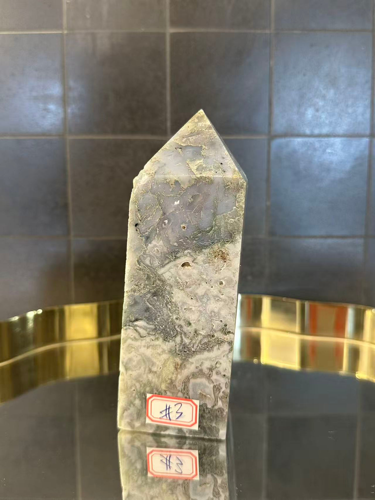 Landscape Moss Agate Tower with Scenic Dendrites | 664g 14.5cm Exact Piece #3