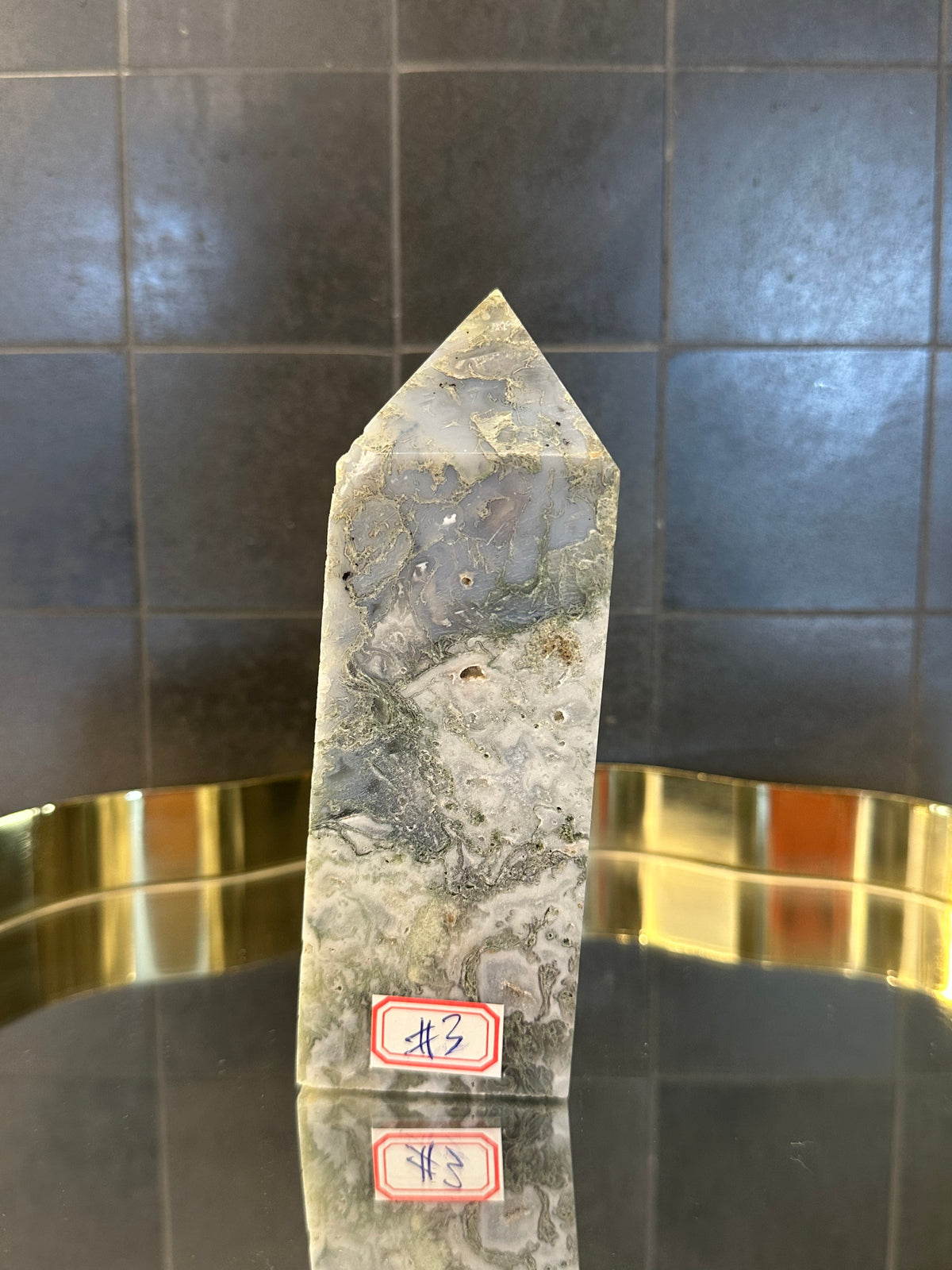 Landscape Moss Agate Tower with Scenic Dendrites | 664g 14.5cm Exact Piece #3