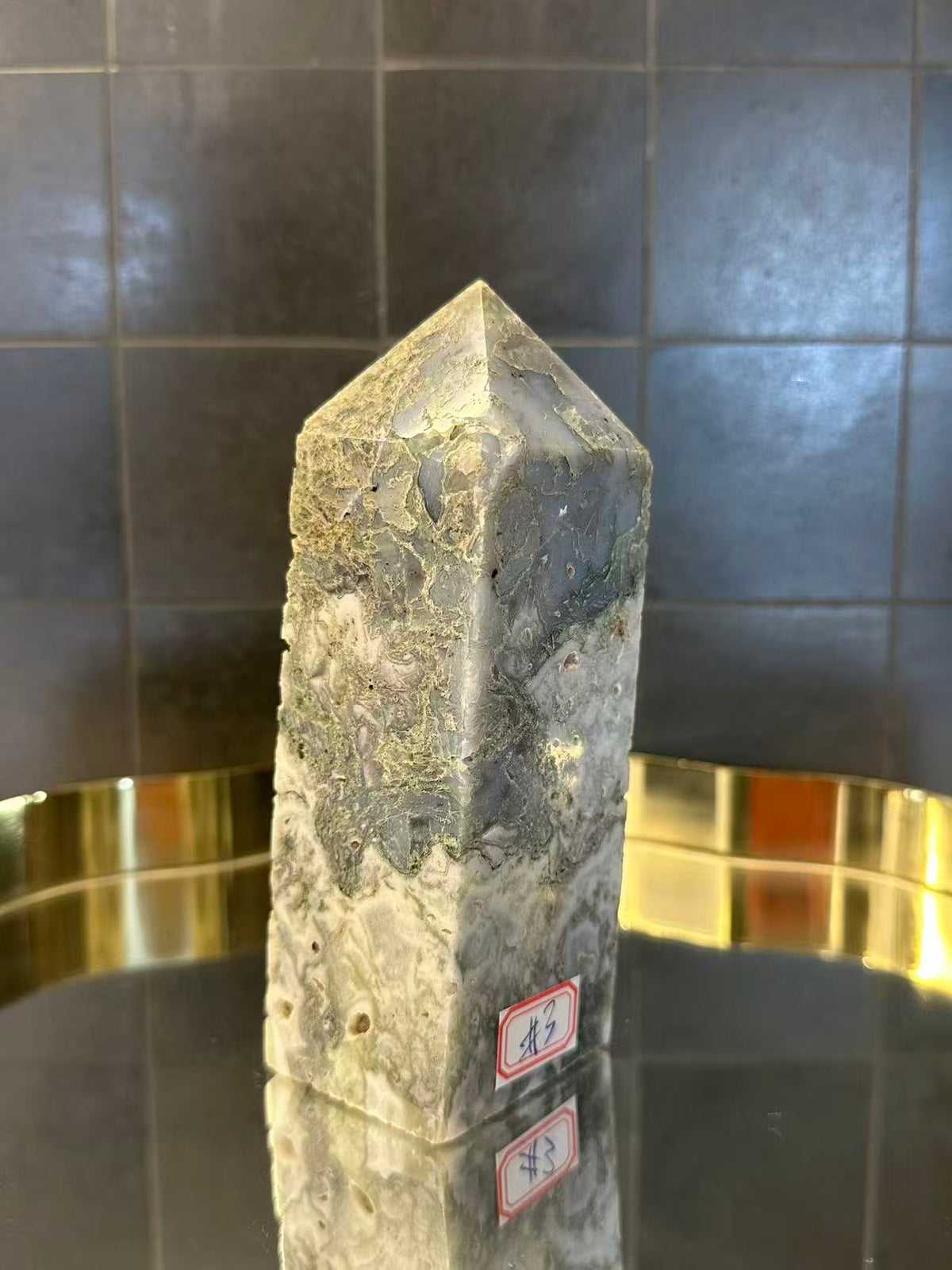 Landscape Moss Agate Tower with Scenic Dendrites | 664g 14.5cm Exact Piece #3