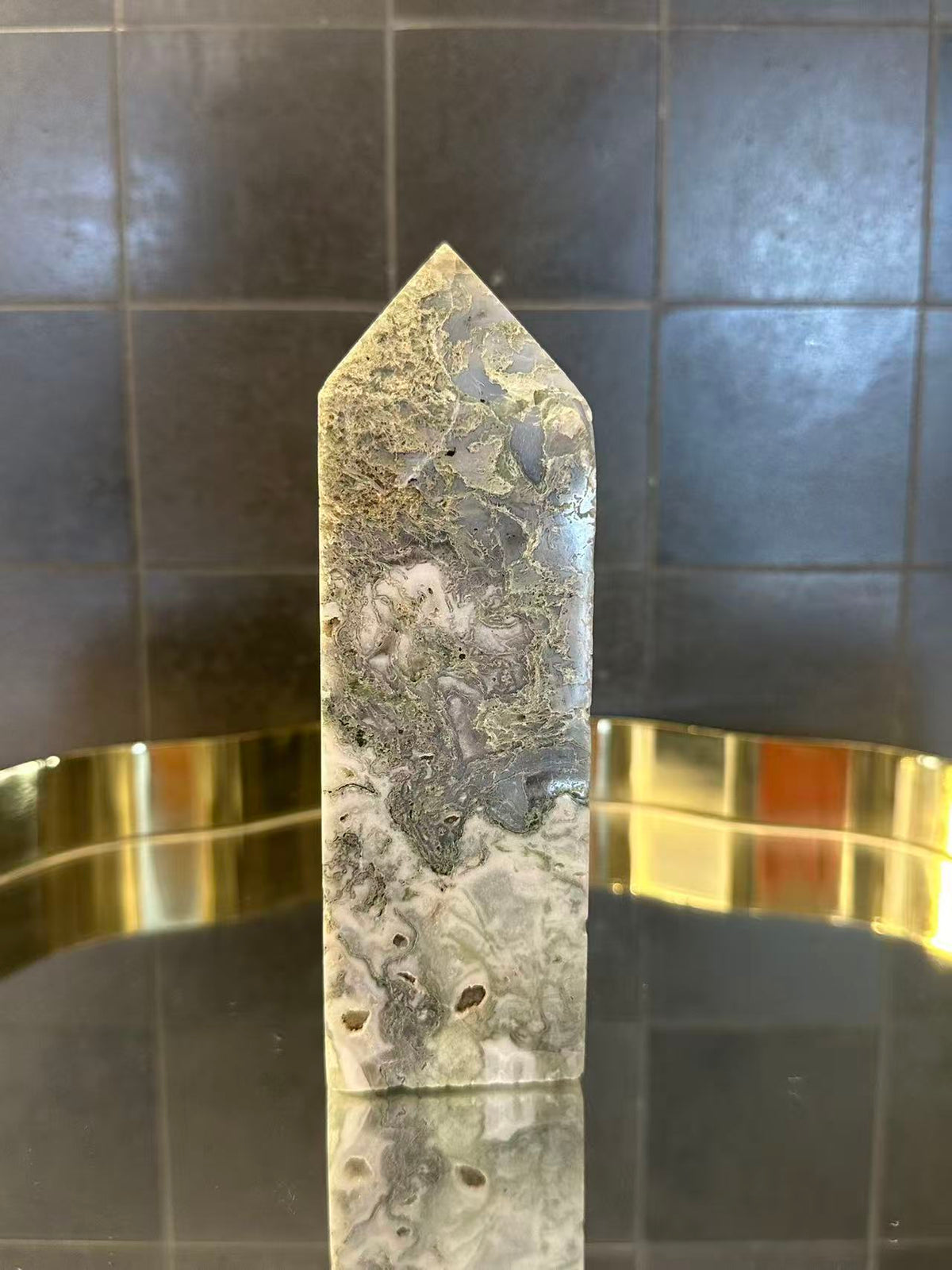 Landscape Moss Agate Tower with Scenic Dendrites | 664g 14.5cm Exact Piece #3