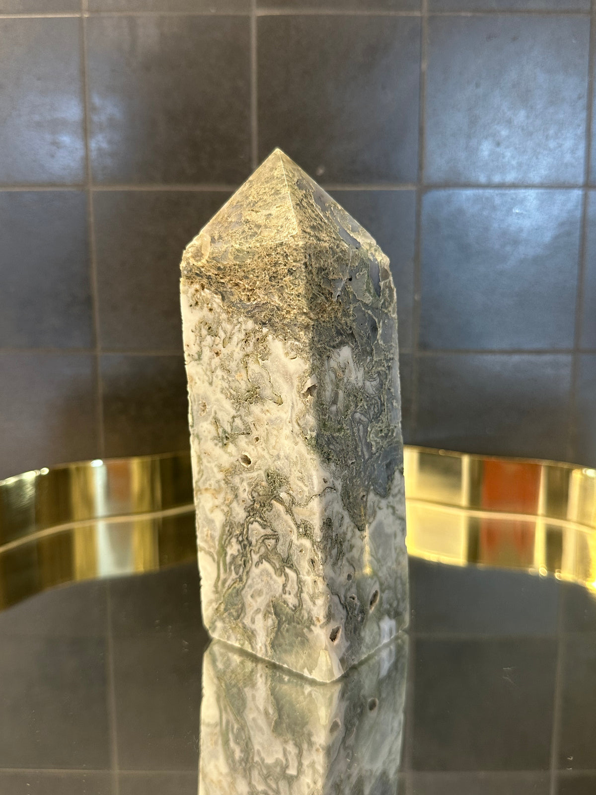 Landscape Moss Agate Tower with Scenic Dendrites | 664g 14.5cm Exact Piece #3