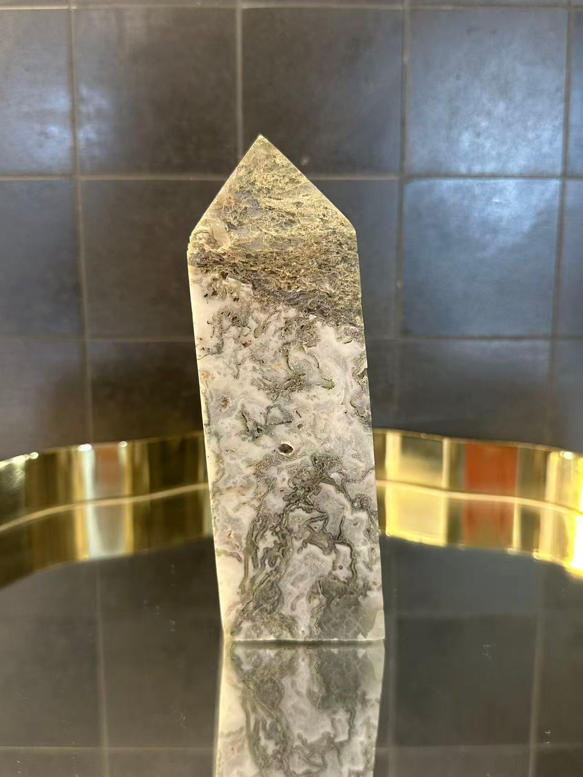 Landscape Moss Agate Tower with Scenic Dendrites | 664g 14.5cm Exact Piece #3