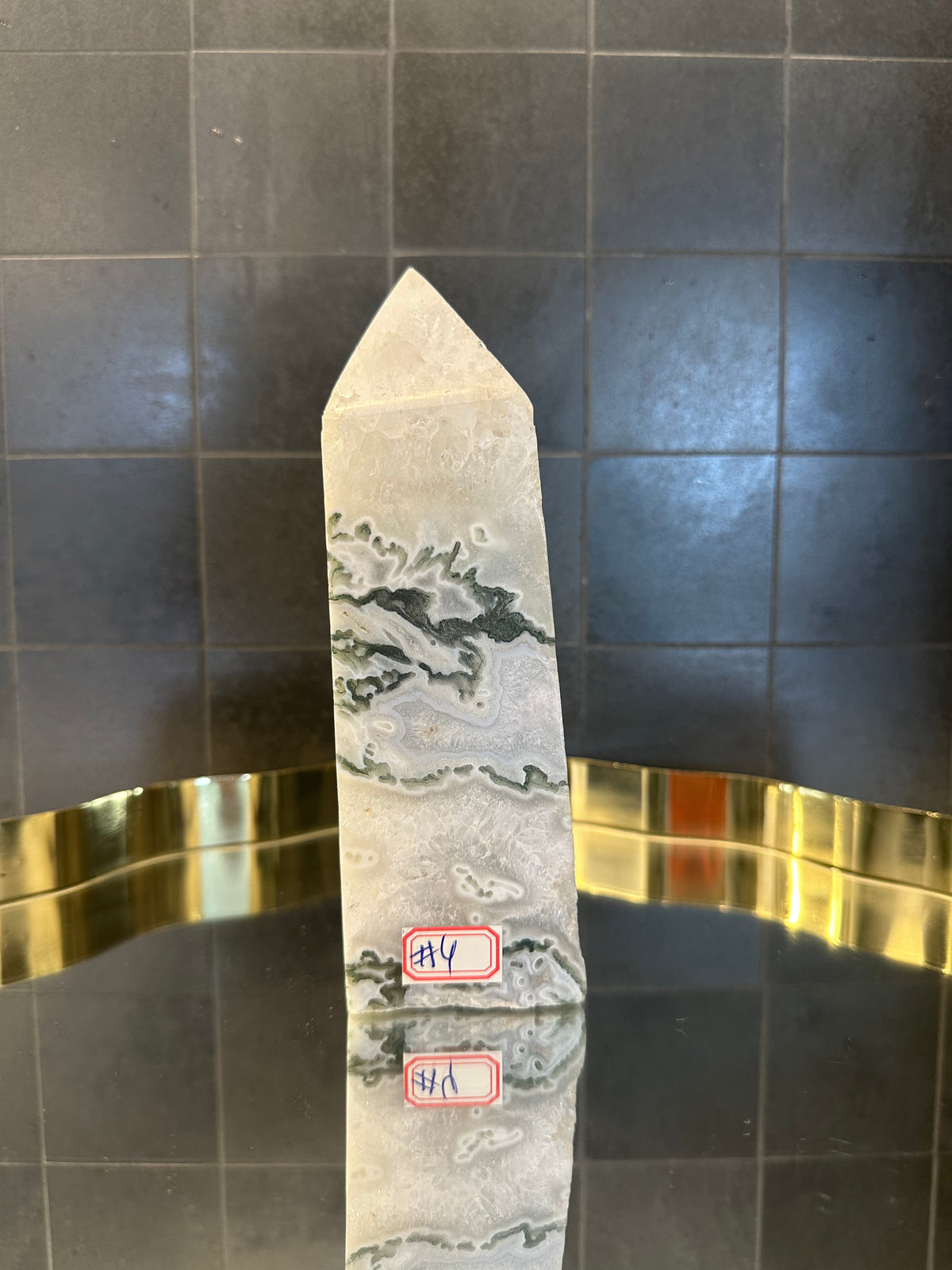 Landscape Moss Agate Tower with Scenic Dendrites | 899g 17cm Exact Piece #4