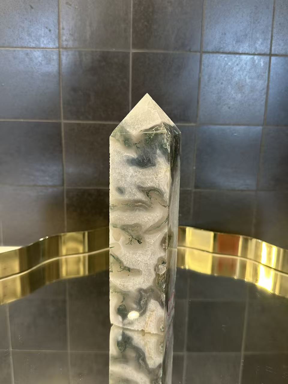 Landscape Moss Agate Tower with Scenic Dendrites | 733g 16.5cm Exact Piece #5