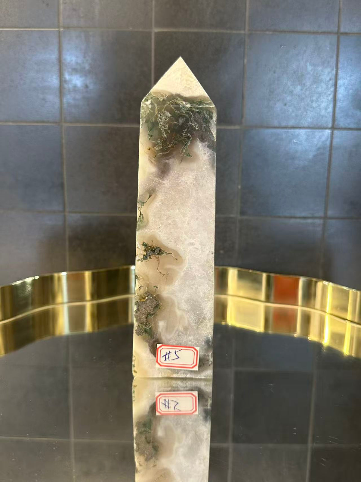Landscape Moss Agate Tower with Scenic Dendrites | 733g 16.5cm Exact Piece #5