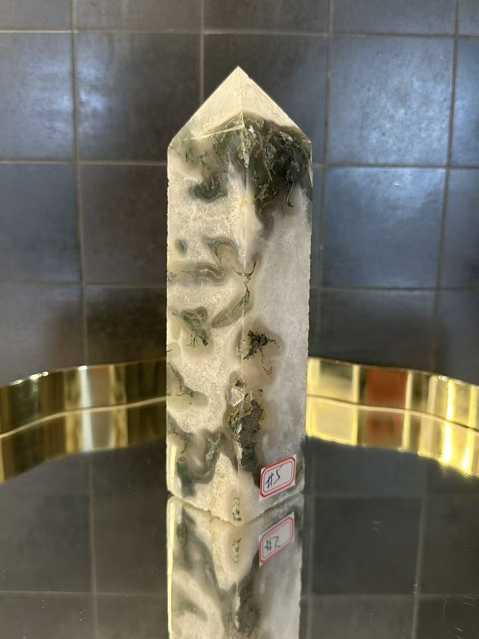 Landscape Moss Agate Tower with Scenic Dendrites | 733g 16.5cm Exact Piece #5
