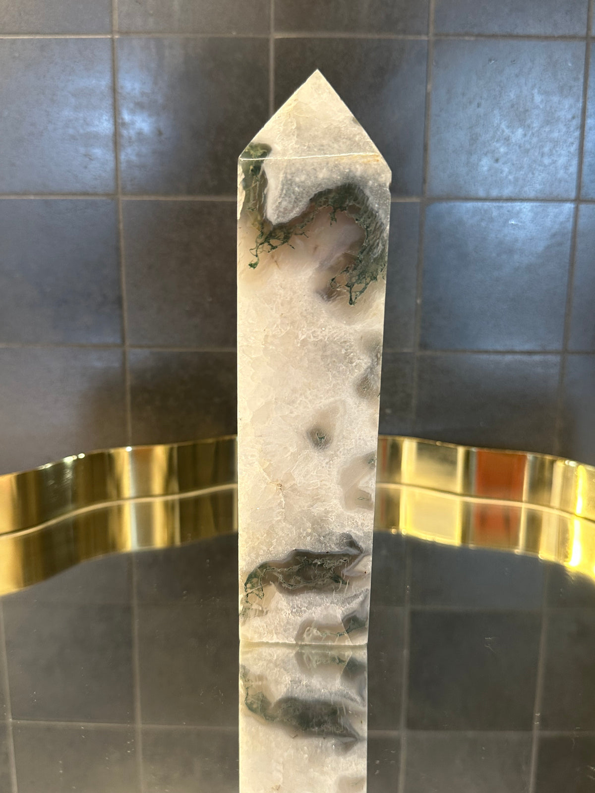 Landscape Moss Agate Tower with Scenic Dendrites | 733g 16.5cm Exact Piece #5