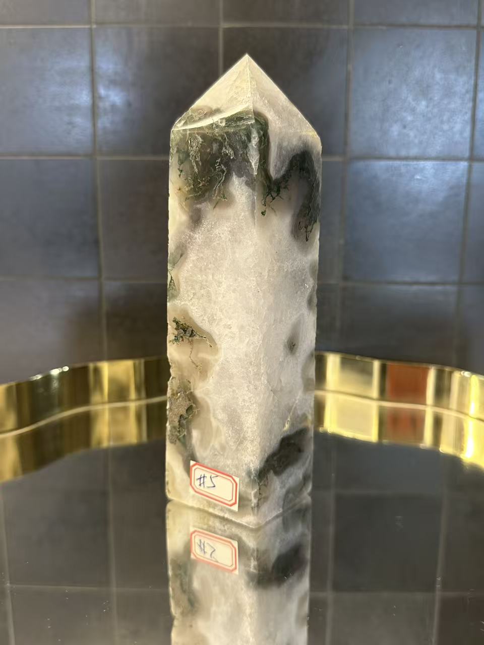 Landscape Moss Agate Tower with Scenic Dendrites | 733g 16.5cm Exact Piece #5