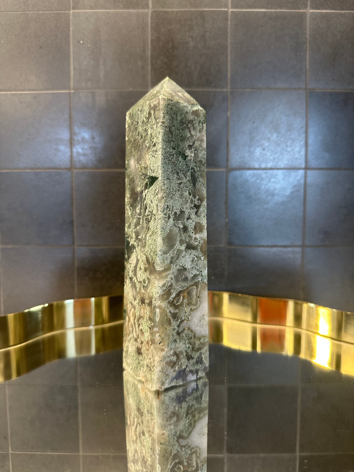 Landscape Moss Agate Tower with Scenic Dendrites | 747g 19cm Exact Piece #6