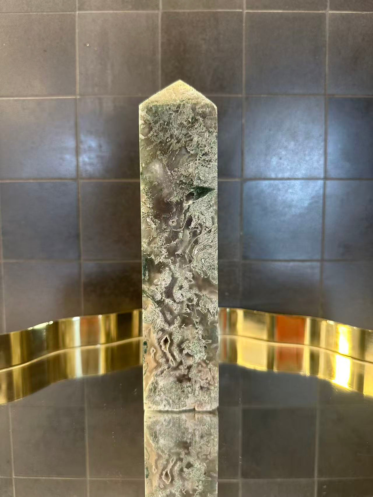 Landscape Moss Agate Tower with Scenic Dendrites | 747g 19cm Exact Piece #6