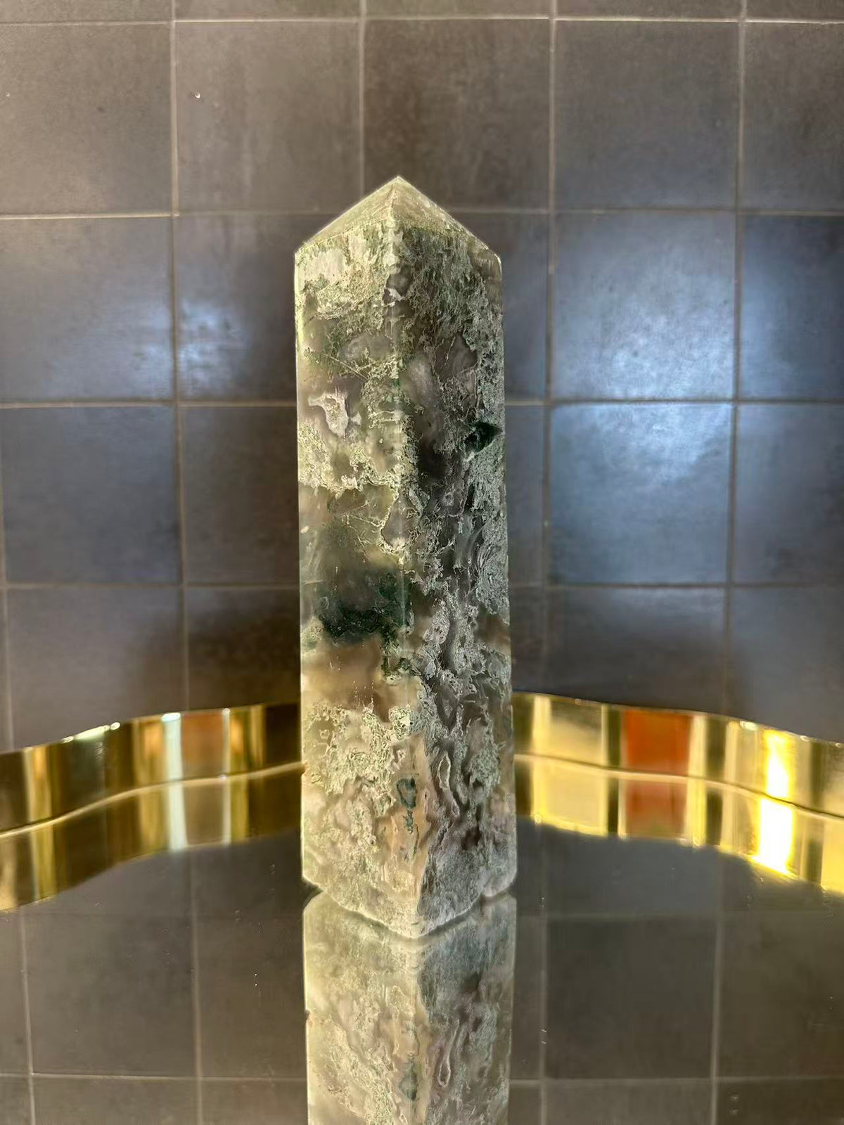 Landscape Moss Agate Tower with Scenic Dendrites | 747g 19cm Exact Piece #6