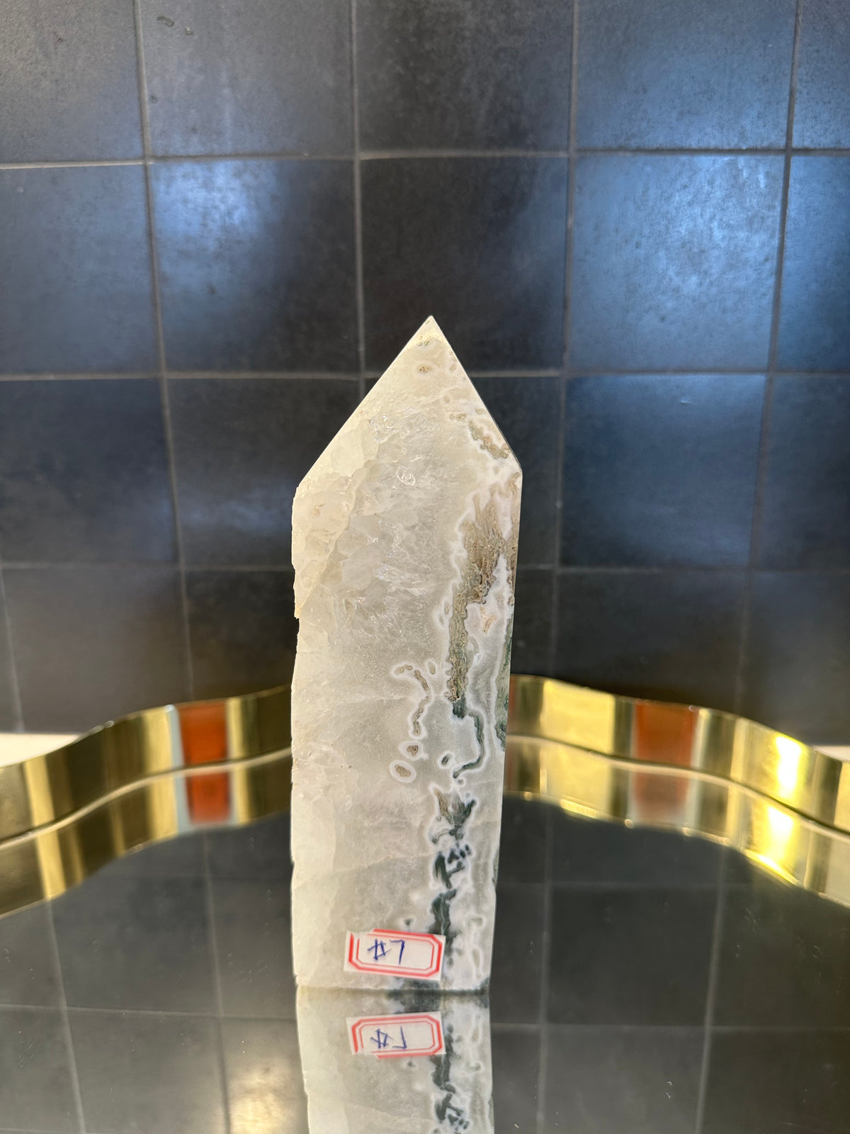 Landscape Moss Agate Tower with Scenic Dendrites | 835g 16.5cm Exact Piece #7