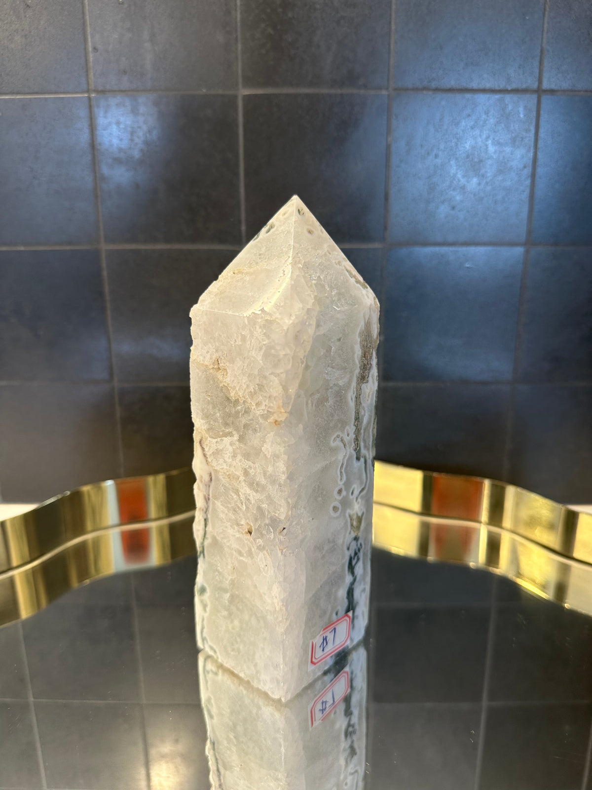Landscape Moss Agate Tower with Scenic Dendrites | 835g 16.5cm Exact Piece #7