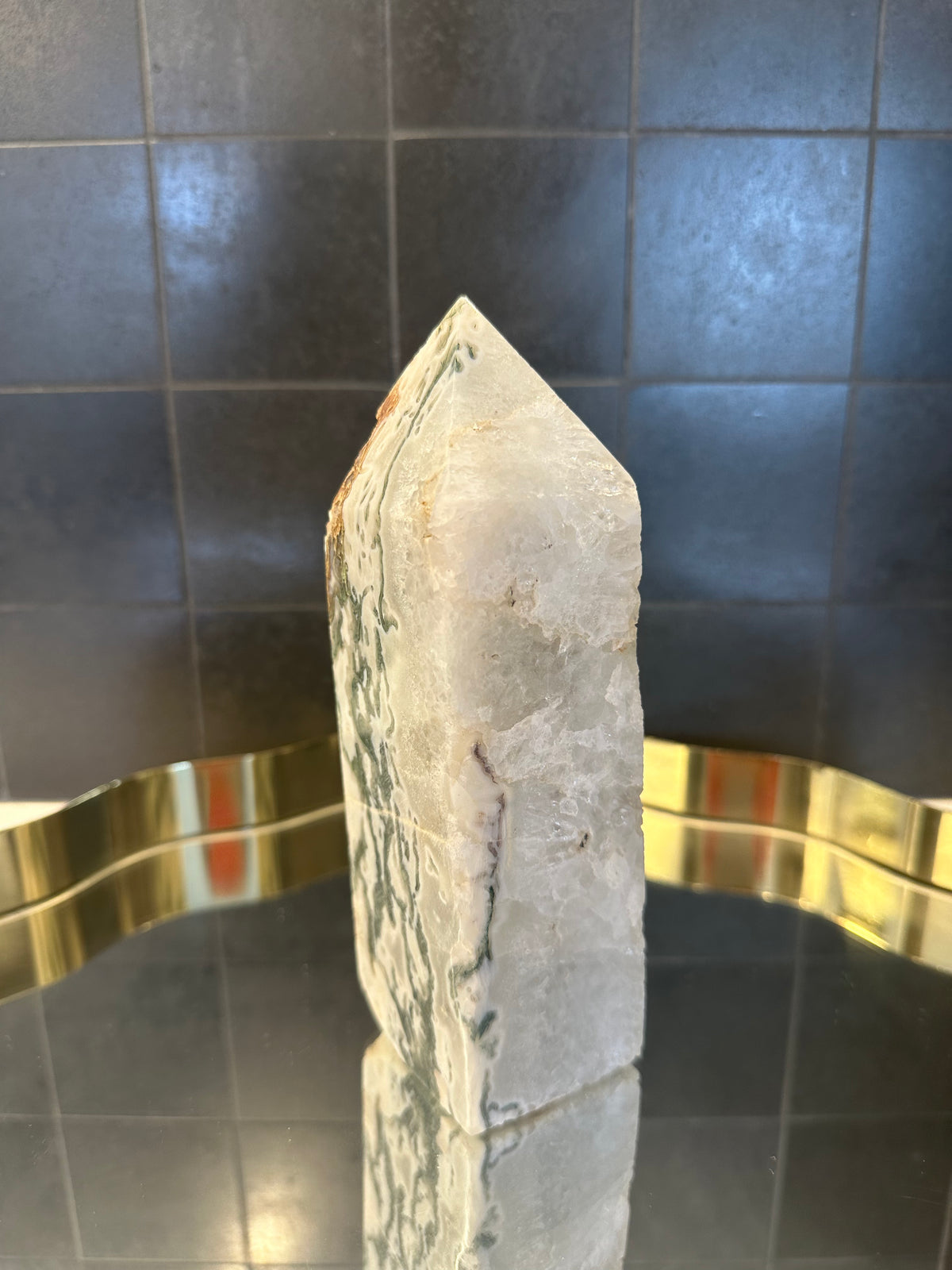Landscape Moss Agate Tower with Scenic Dendrites | 835g 16.5cm Exact Piece #7