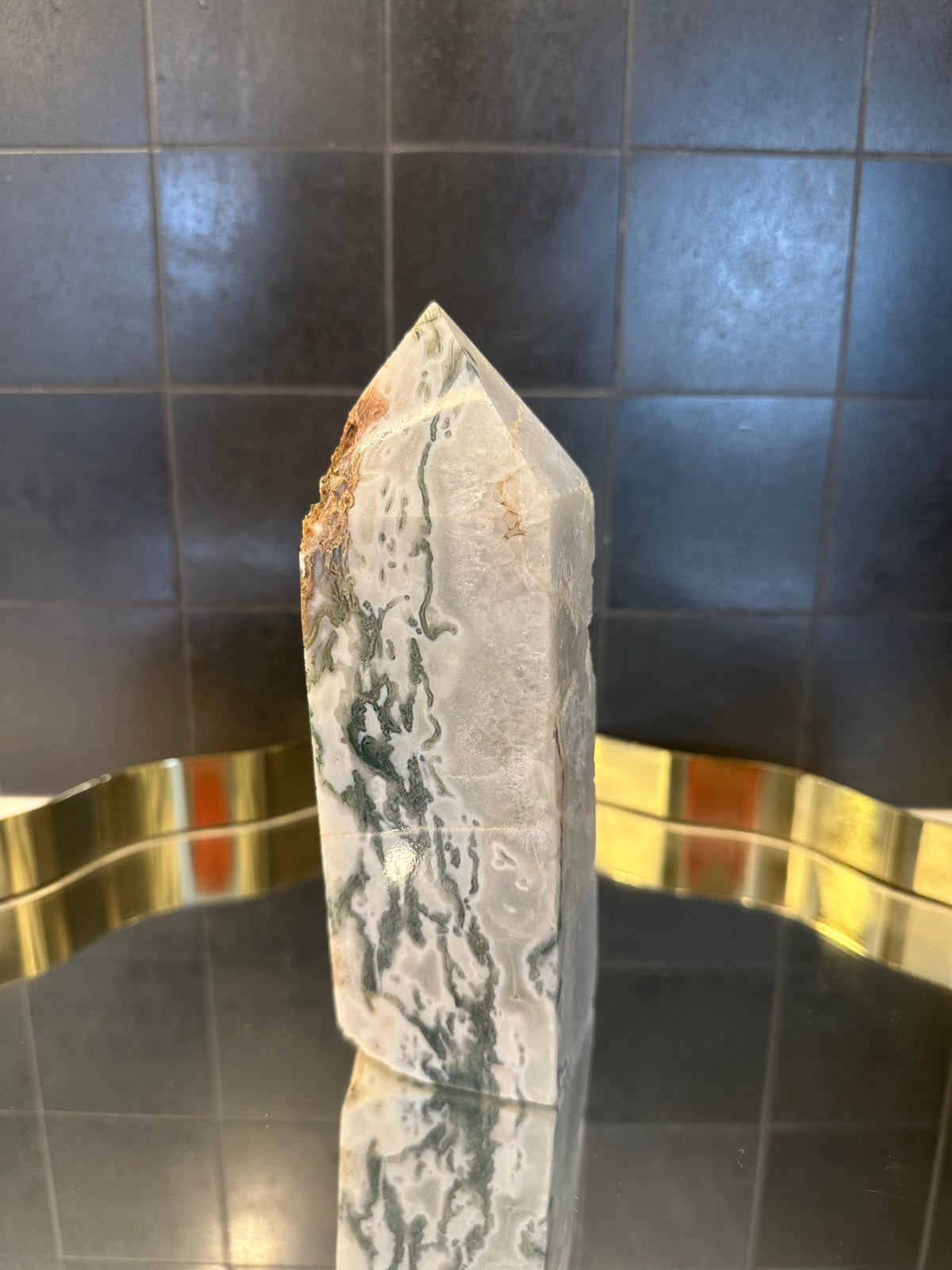 Landscape Moss Agate Tower with Scenic Dendrites | 835g 16.5cm Exact Piece #7