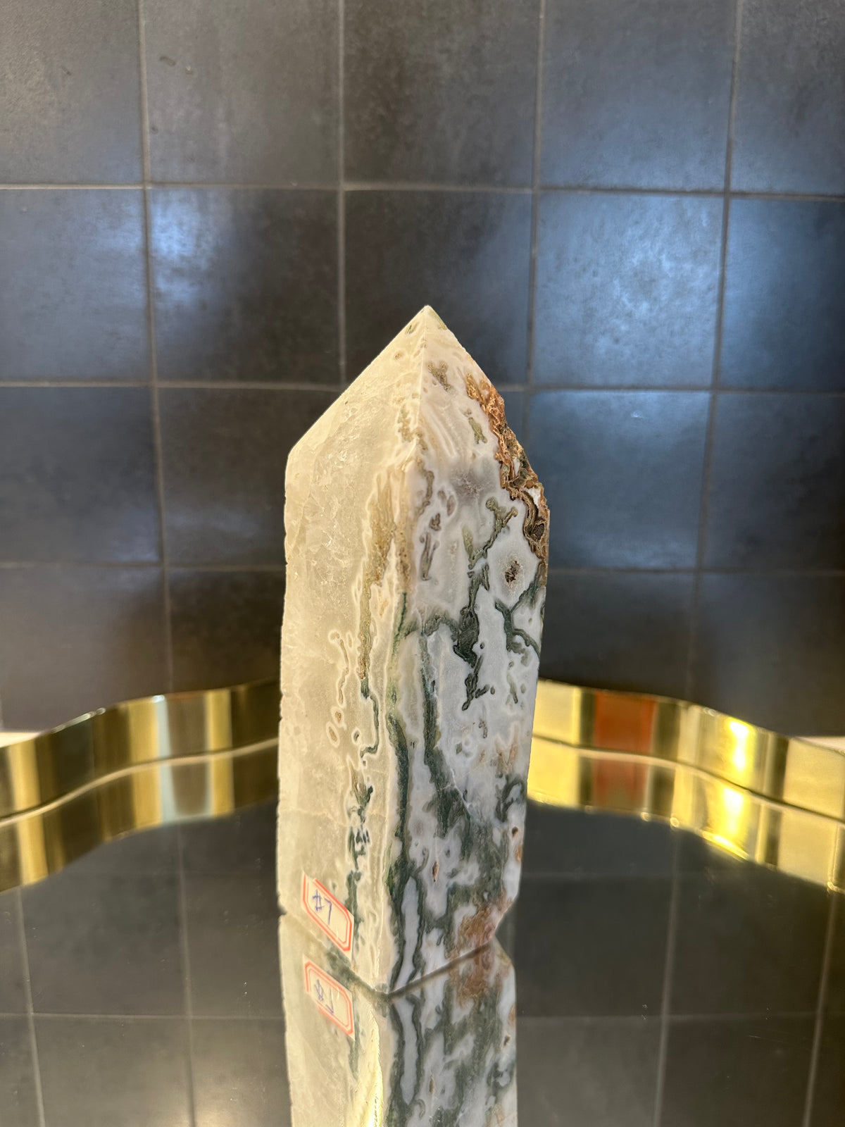 Landscape Moss Agate Tower with Scenic Dendrites | 835g 16.5cm Exact Piece #7