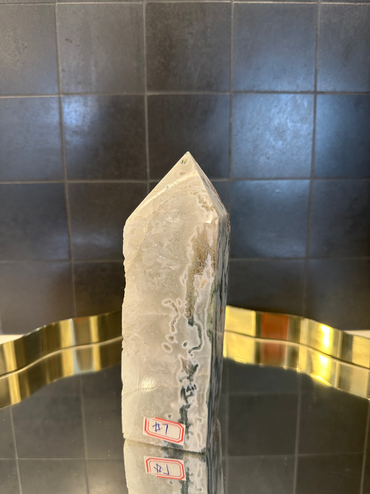 Landscape Moss Agate Tower with Scenic Dendrites | 835g 16.5cm Exact Piece #7