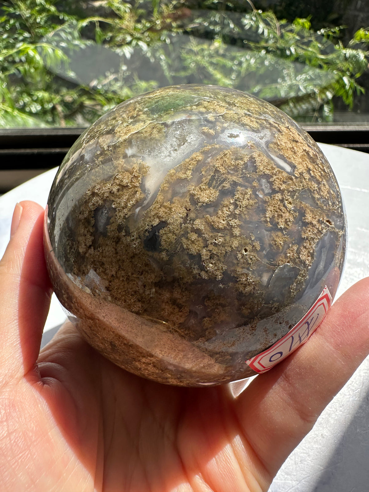 Natural Moss Agate Sphere – 745g #10 — exact crystal, view 4 of 13