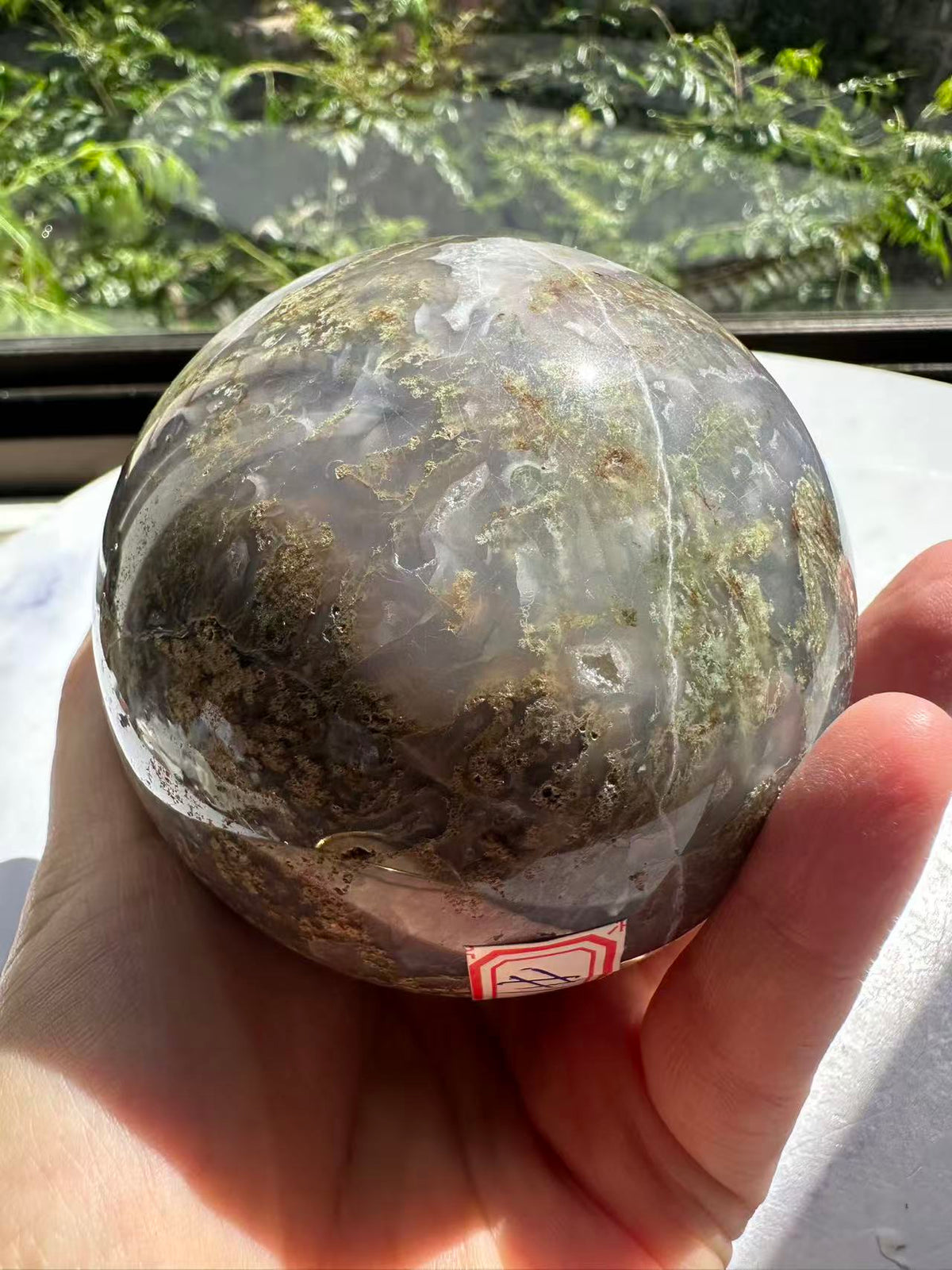 Natural Moss Agate Sphere – 745g #10 — exact crystal, view 10 of 13