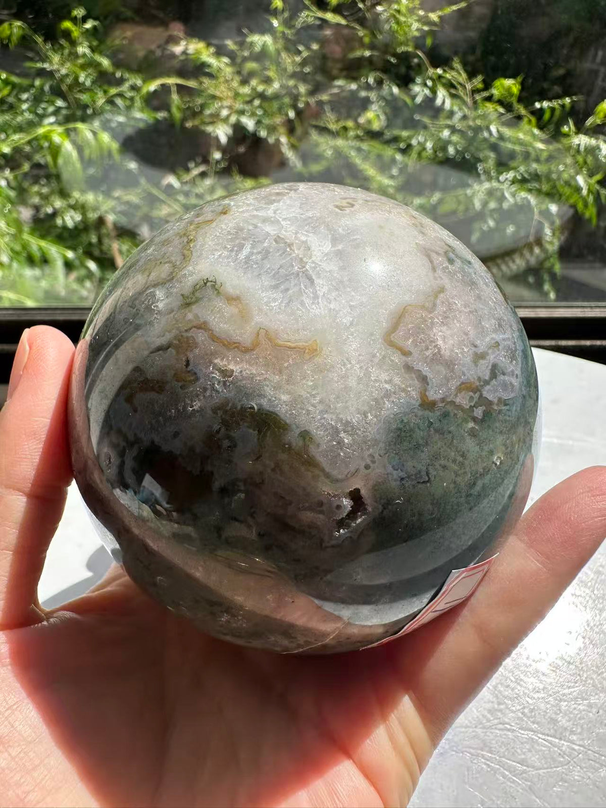 Moss Agate Sphere with Scenic Dendrites | 872g 8cm Exact Piece #11