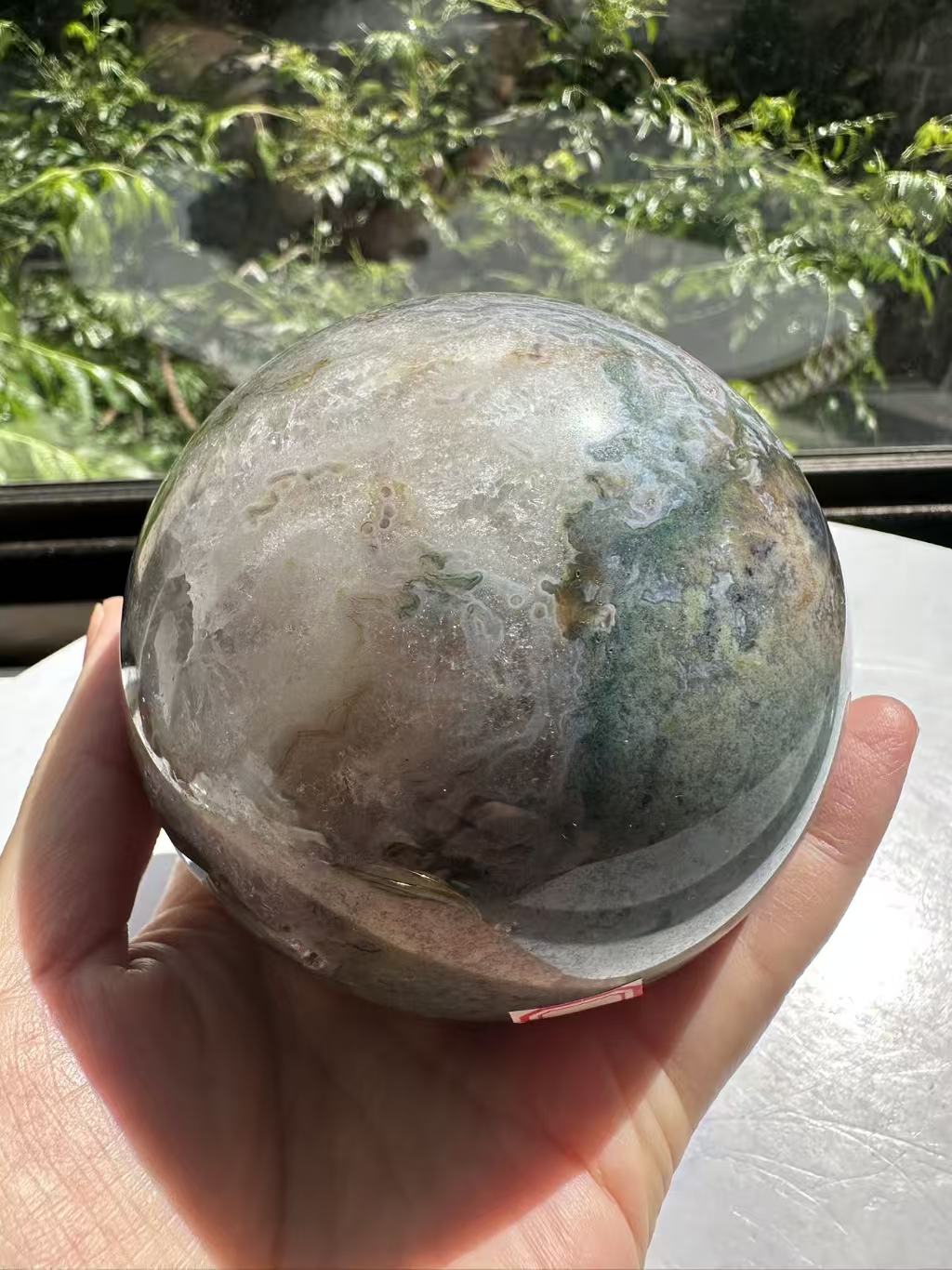 Moss Agate Sphere with Scenic Dendrites | 872g 8cm Exact Piece #11
