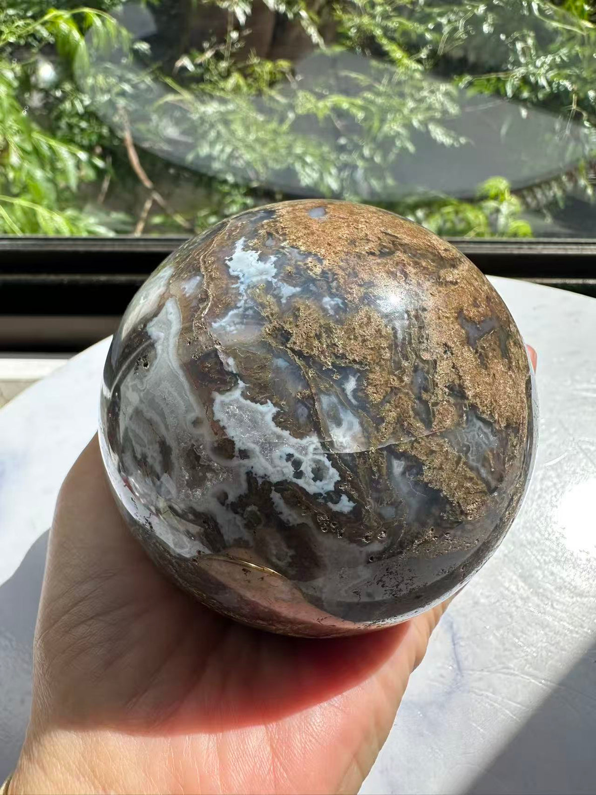 Moss Agate Sphere with Scenic Dendrites | 741g 7.7cm Exact Piece #1