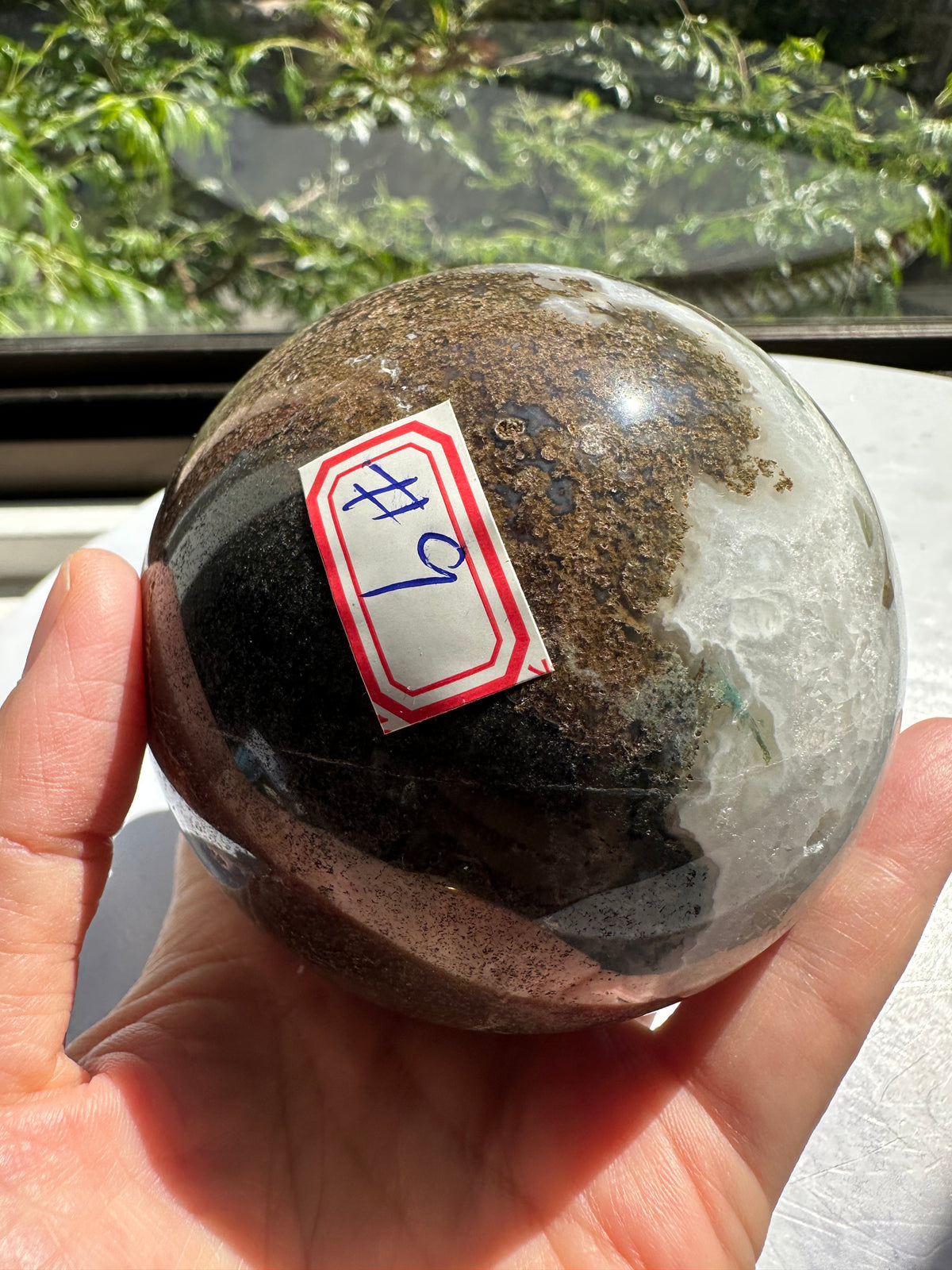 Moss Agate Sphere with Scenic Dendrites | 806g 7.8cm Exact Piece #9