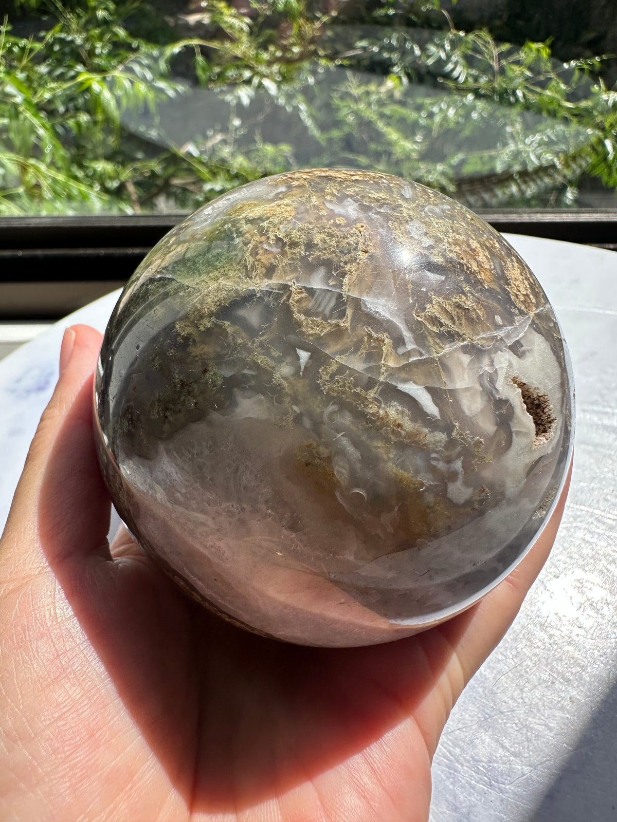 Moss Agate Sphere with Scenic Dendrites | 806g 7.8cm Exact Piece #9