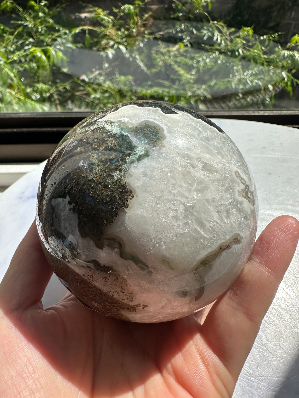 Moss Agate Sphere with Scenic Dendrites | 806g 7.8cm Exact Piece #9